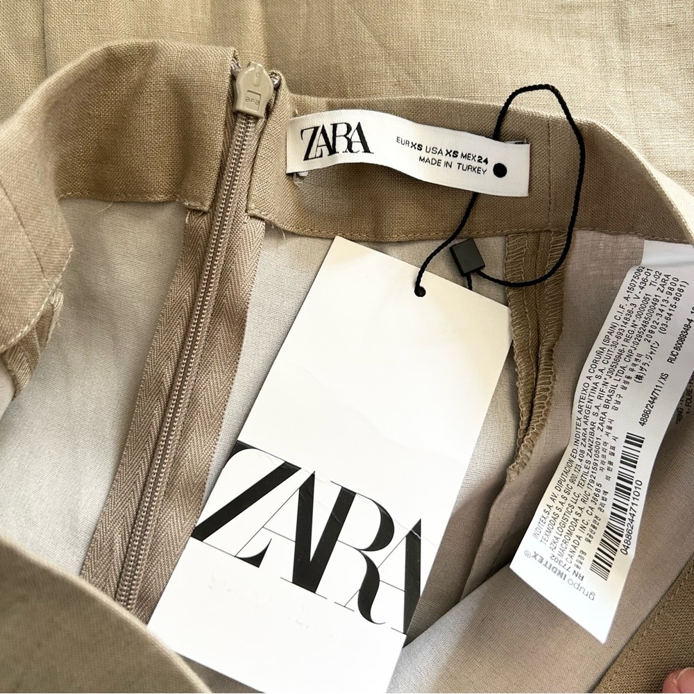 NWT Zara Linen Beaded Mini Skirt Sand Nude XS Blogger Favorite - Picture 13 of 14